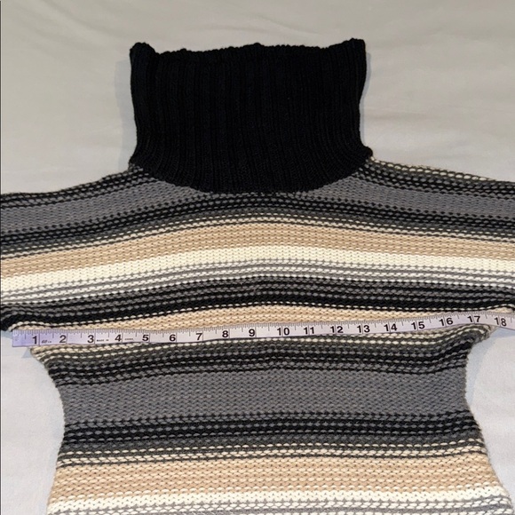 Streetwear Society Striped Cowl Neck Sweater Black Gray Cream Tan Women’s Sz S - Picture 8 of 10